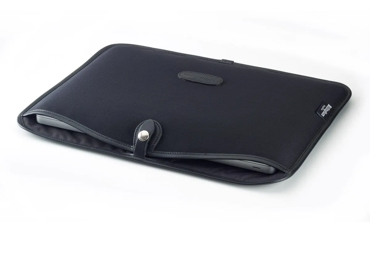 15 inch Laptop Slip - Black Canvas / Black Leather