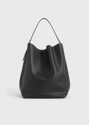 Belted tote black grain