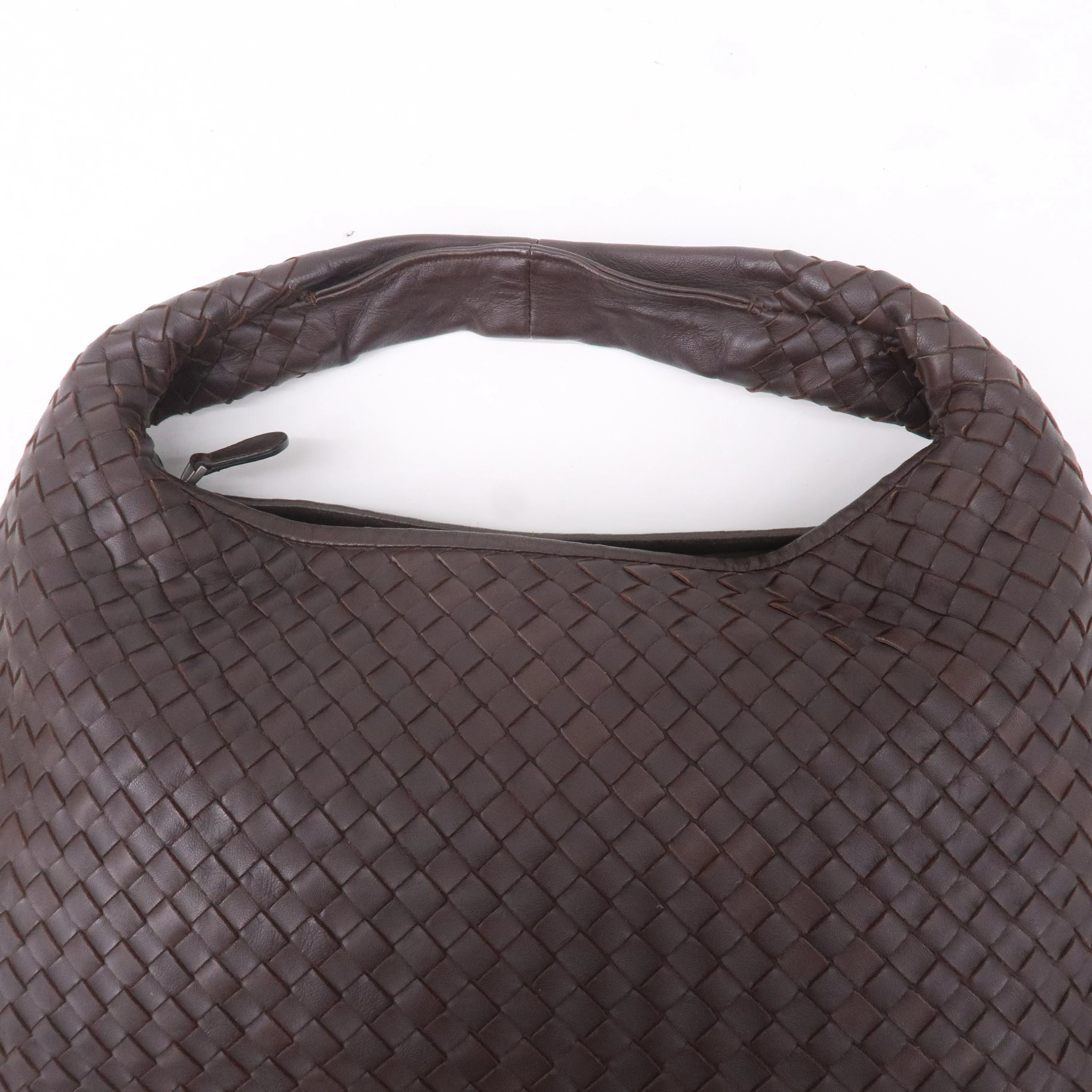 BOTTEGA VENETA Hobo Intrecciato Leather Shoulder Bag Brown 115653