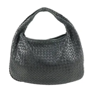 BOTTEGA VENETA Hobo Intrecciato Leather Shoulder Bag Navy 115653