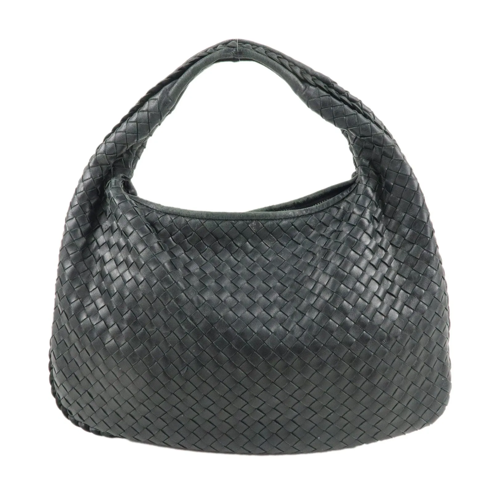 BOTTEGA VENETA Hobo Intrecciato Leather Shoulder Bag Navy 115653