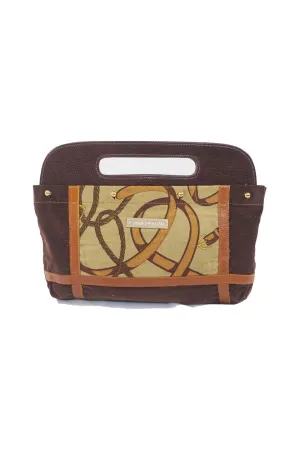 Brown Corduroy with Silk & Leather Trim Clutch Cover