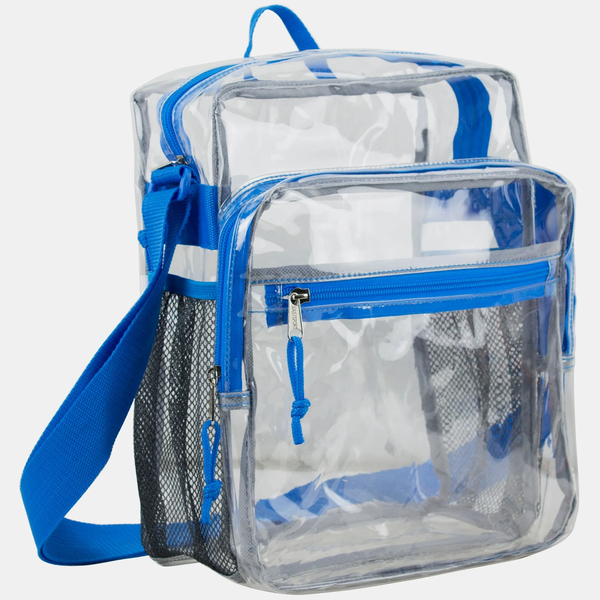 Eastsport Clear Stadium Messenger Bag with Side Mesh Pockets