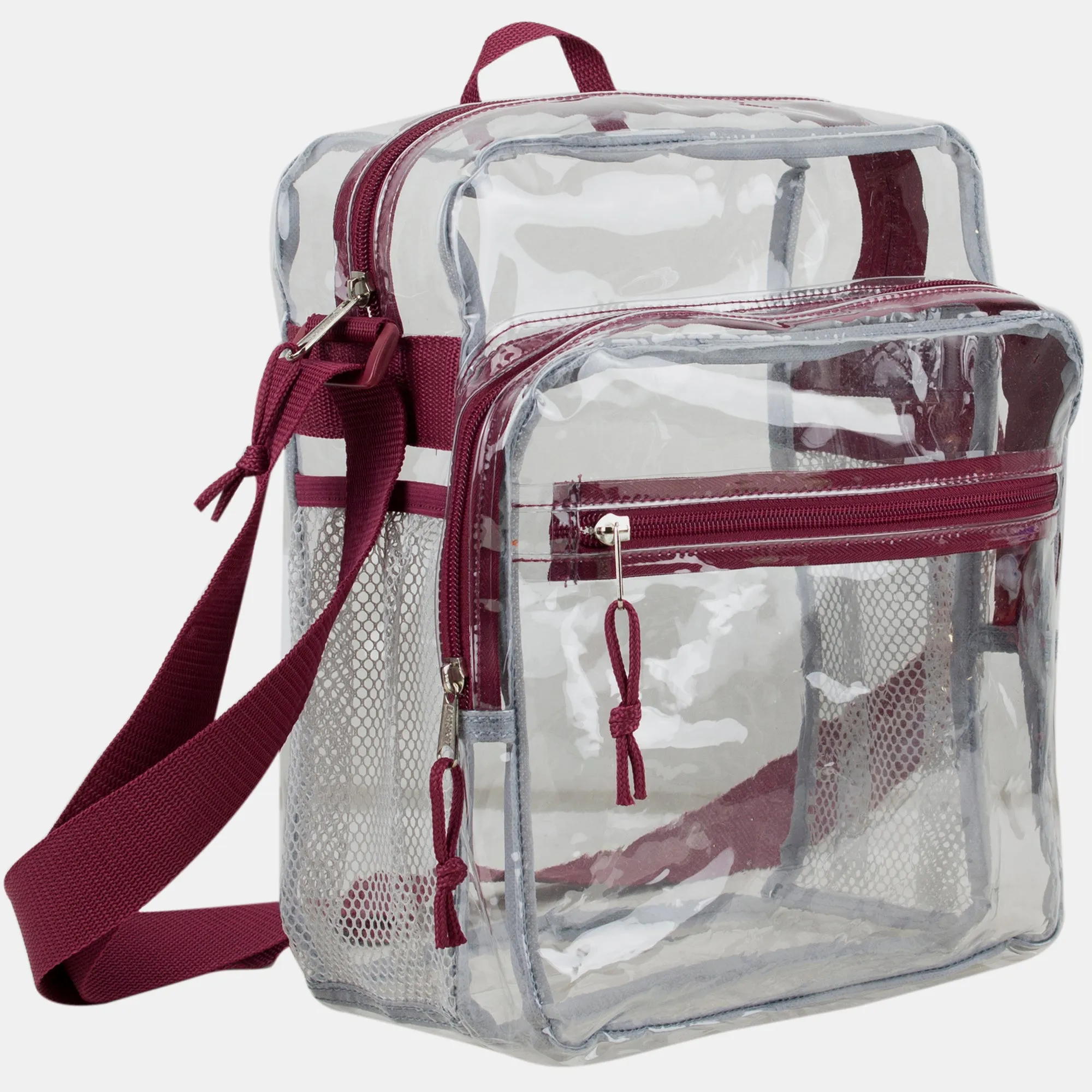 Eastsport Clear Stadium Messenger Bag with Side Mesh Pockets