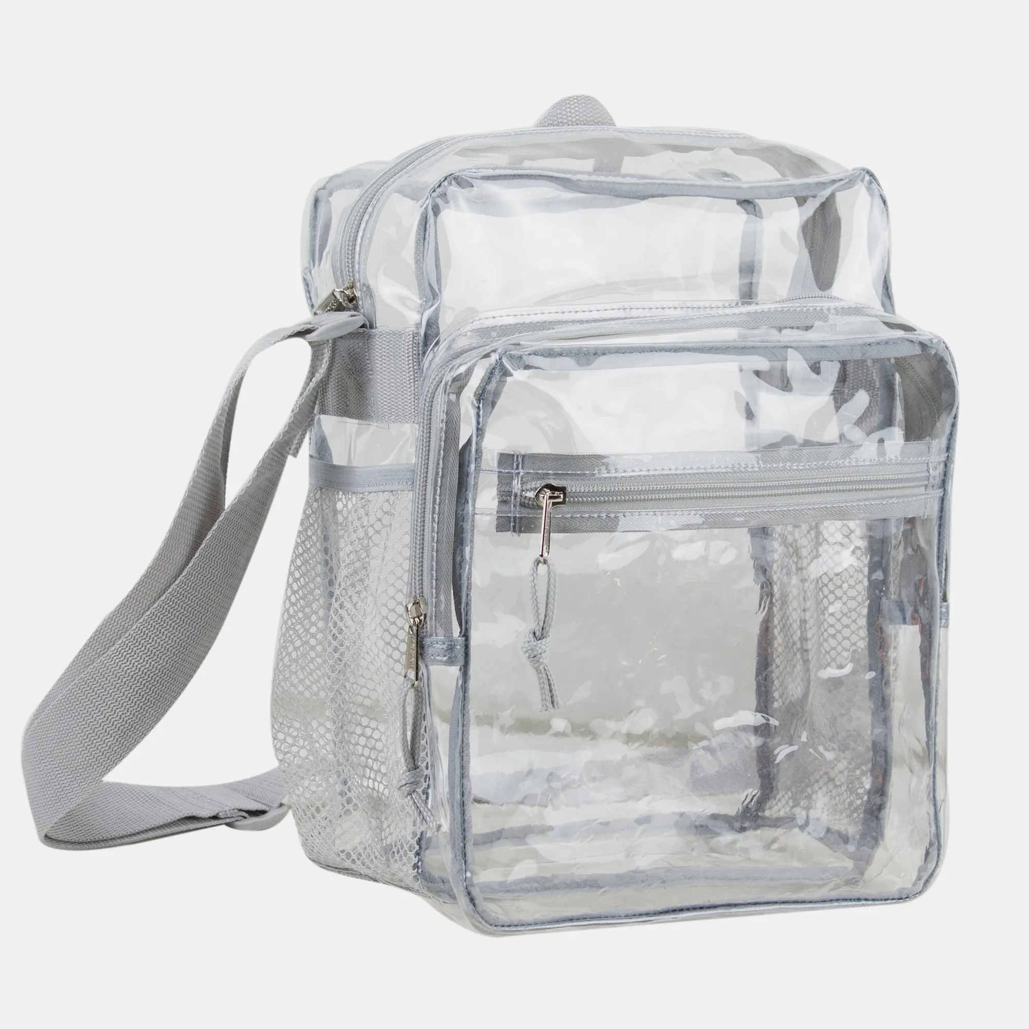 Eastsport Clear Stadium Messenger Bag with Side Mesh Pockets