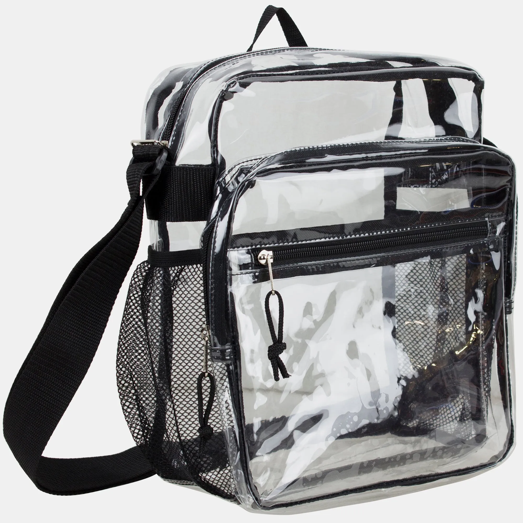 Eastsport Clear Stadium Messenger Bag with Side Mesh Pockets