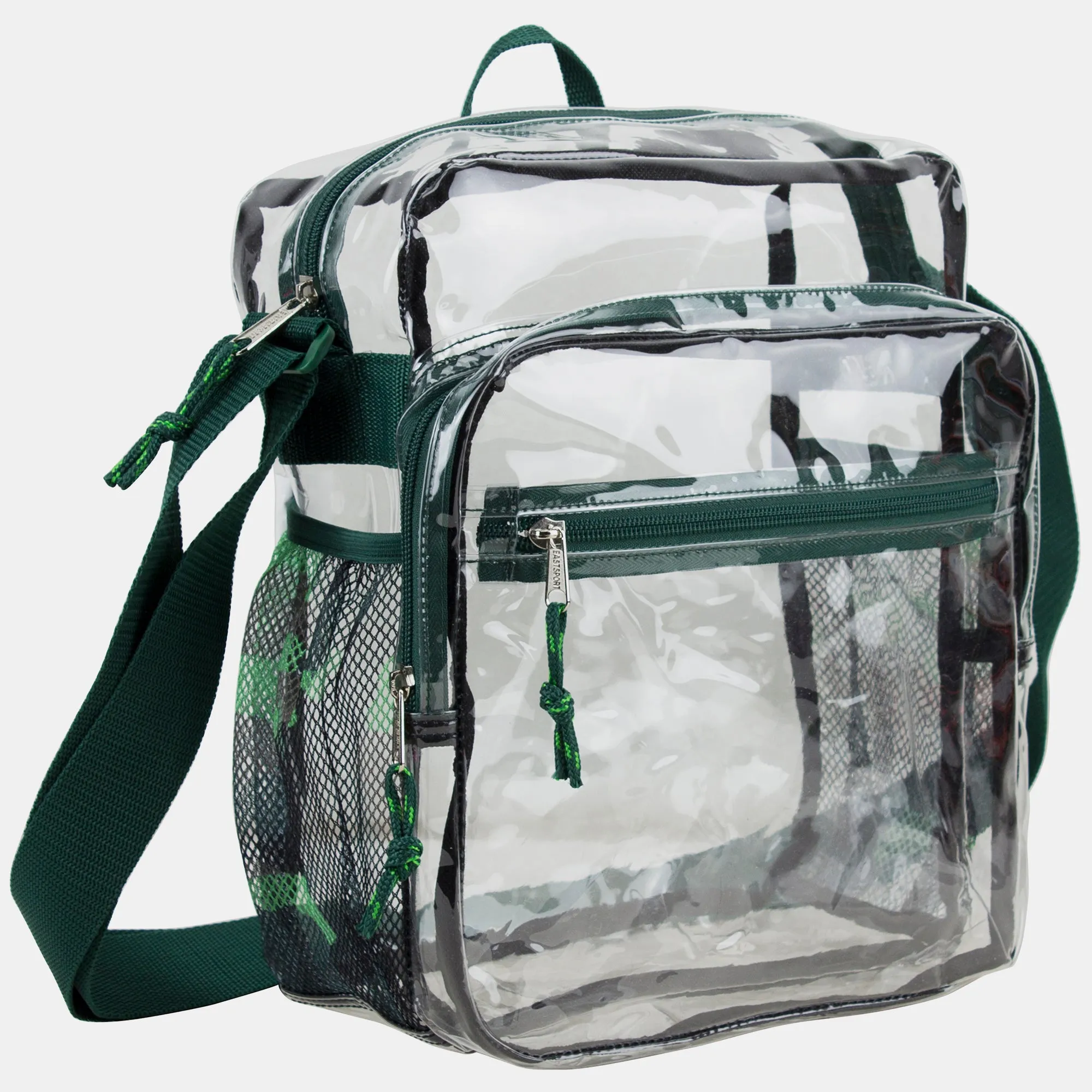 Eastsport Clear Stadium Messenger Bag with Side Mesh Pockets