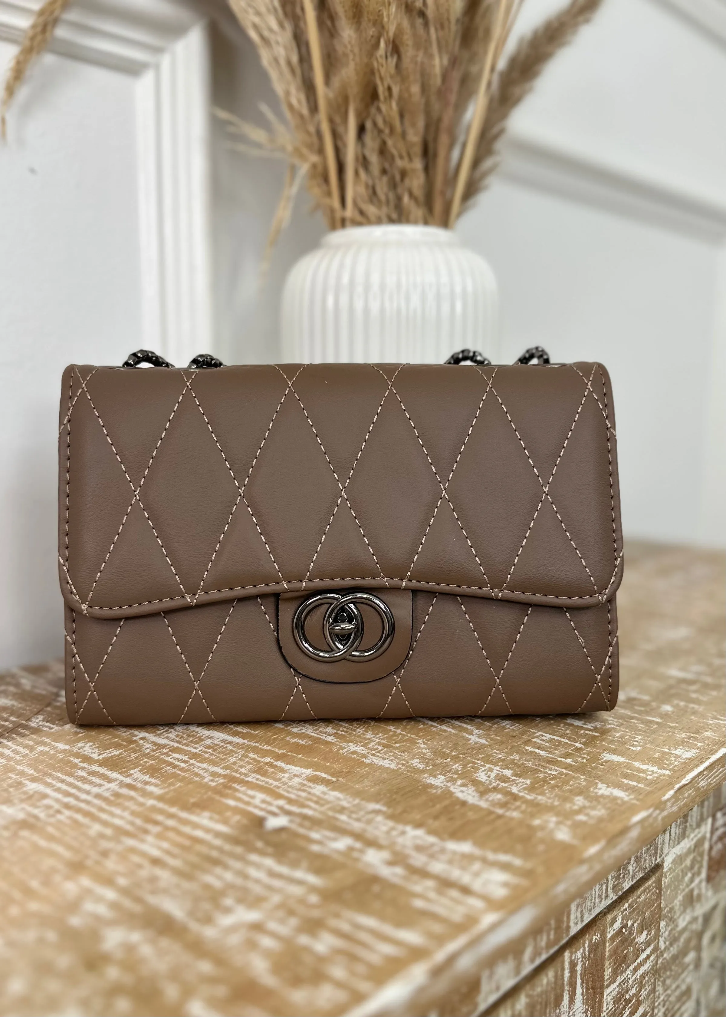 Elsa Taupe Quilted Bag