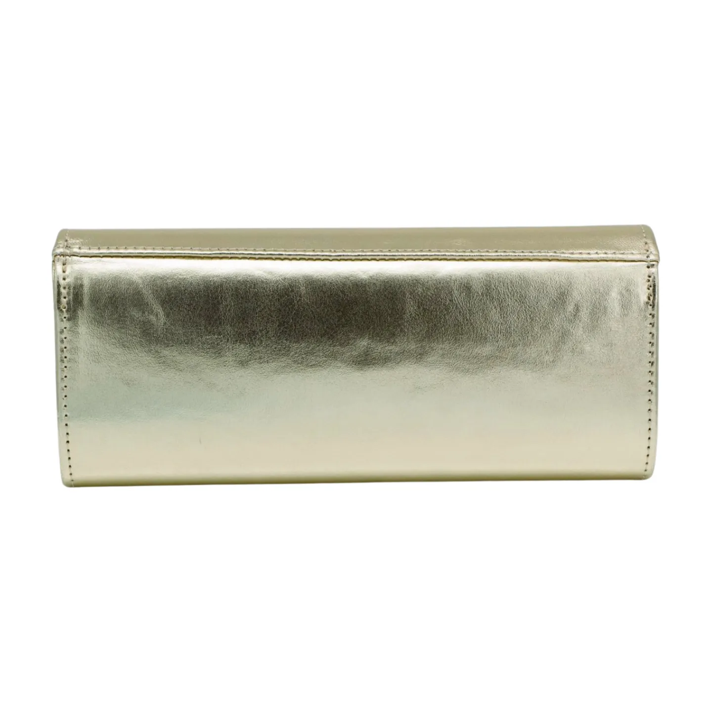 Fabucci Gold Leather Clutch Bag with Diamante Buckle