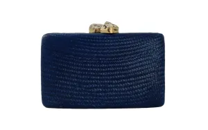 Kayu Jen Clutch with White Stones in Navy