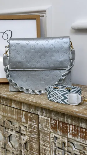 Lois Silver Embossed Handbag