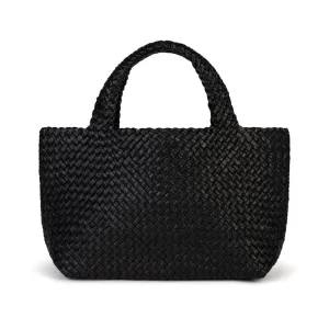 Lusso: Black Woven Leather Handbag