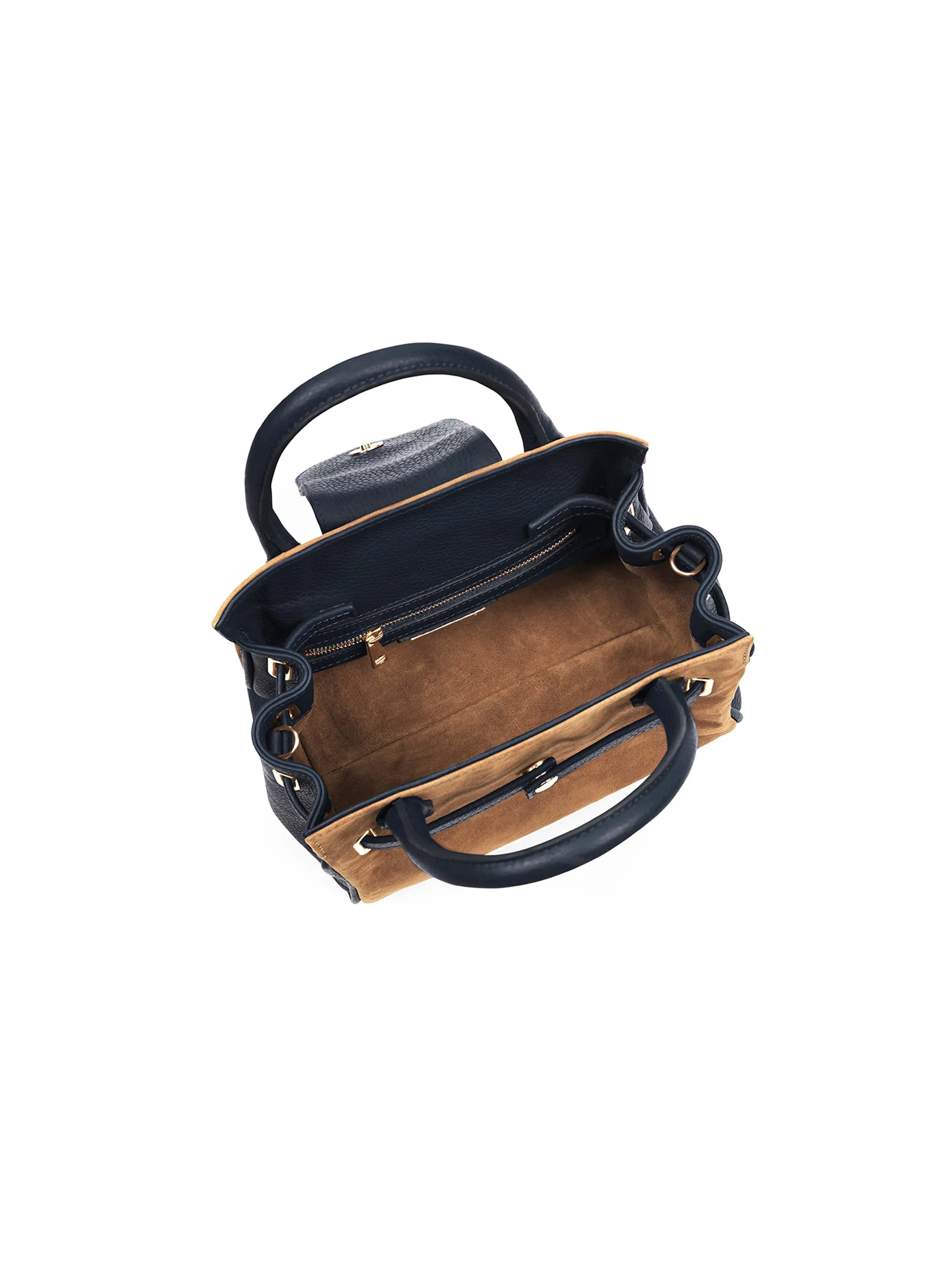 Mini Windsor Handbag - Tan & Navy