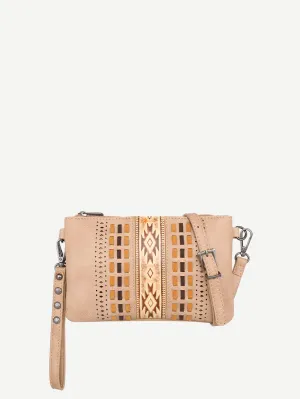 Montana West Laser Cut Out Embossed Aztec Crossbody Clutch