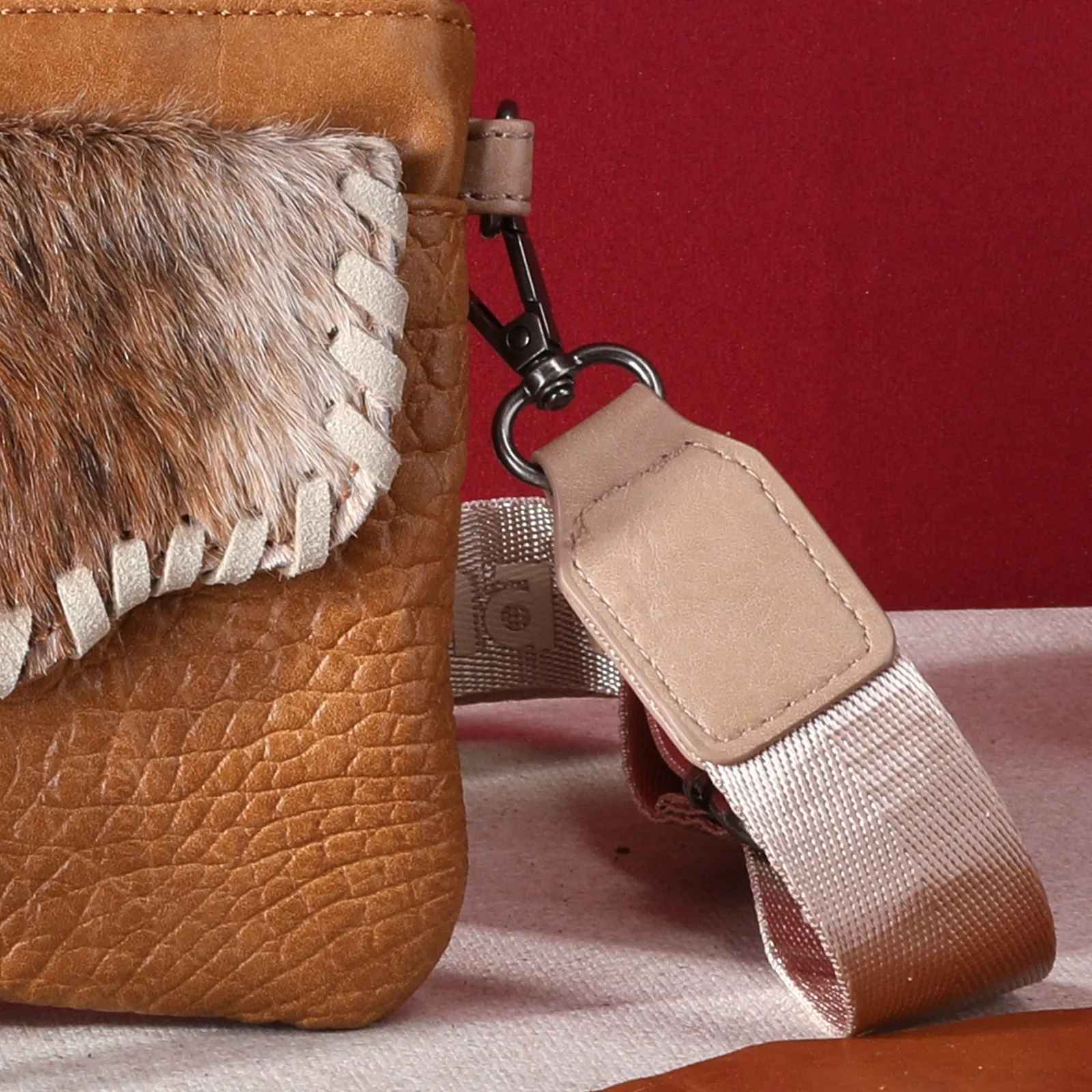 MW1268-181  Montana West Hair-On Cowhide Croc Embossed  Clutch/Crossbody