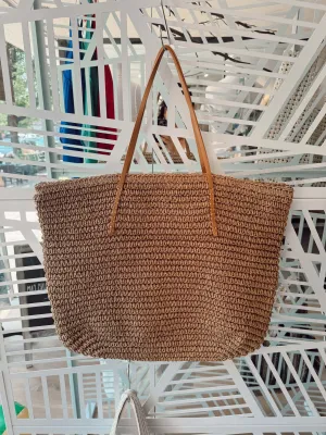 Skinny Strap Straw Tote