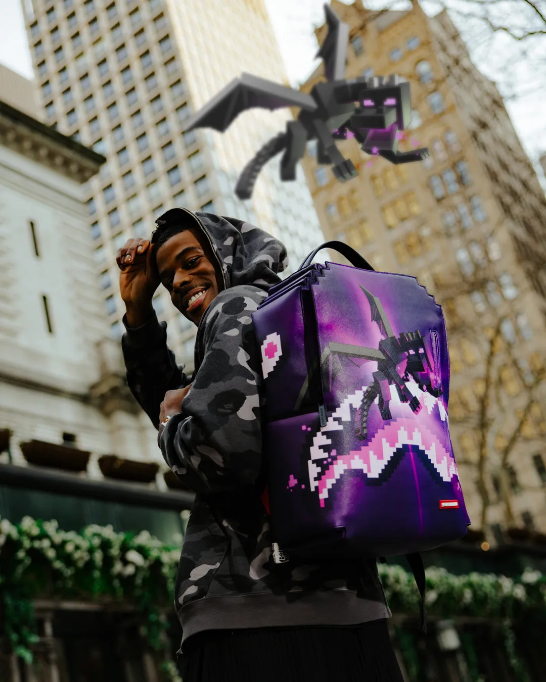 Sprayground Minecraft Ender Dragon Attack Backpack - Purple / Black